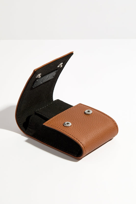 Arcus Sienna Watch Pouch open, showing snap fasteners and dark interior