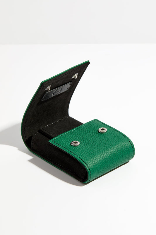 Arcus Cypress Watch Pouch open, showing snap fasteners and dark interior